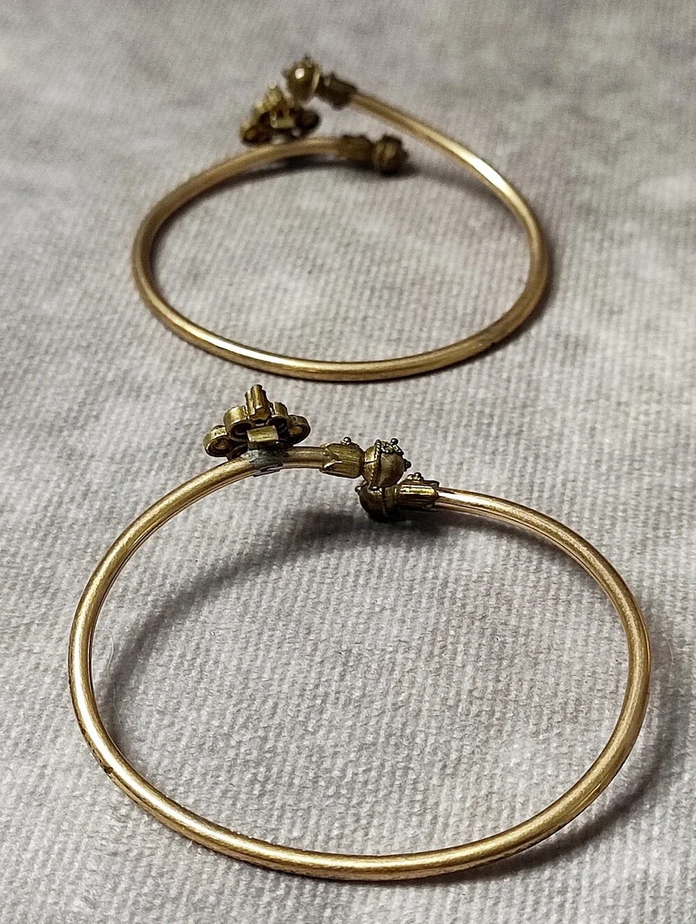 Pulled Pair of Gold Tone Goldtone Victorian Children's Classic Bracelets Vintage